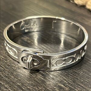 Coach Silver Kissing C Hinge Bangle Bracelet